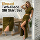 📢📢50% OFF !! ⏰Women's Short Sleeve Top and Slit Midi Skirt Set