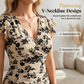 📢📢40% OFF !! ⏰Women's Plus Size Print V-Neck Wrap Dress
