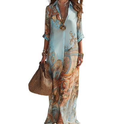 📢📢40% OFF !! ⏰Women's Elegant Retro Print Maxi Dress