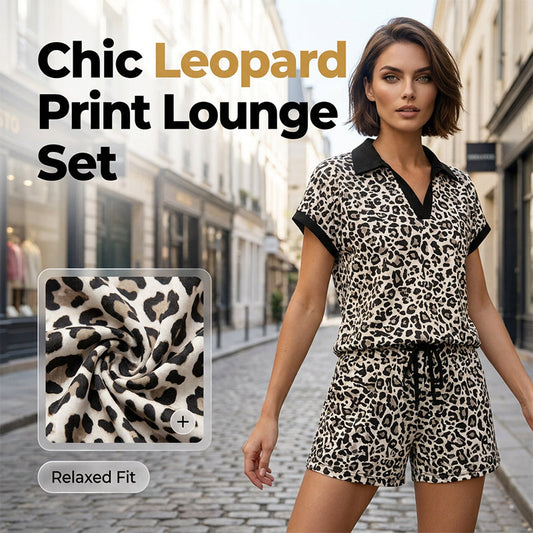 📢📢50% OFF !! ⏰Women's Leopard Print Chic Top & Shorts Set