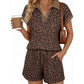 📢📢50% OFF !! ⏰Women's Leopard Print Chic Top & Shorts Set