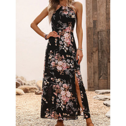 📢📢50% OFF !! ⏰Floral Print Split Halter Dress