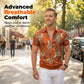 Men's Vintage Floral Print Zip-Up Top