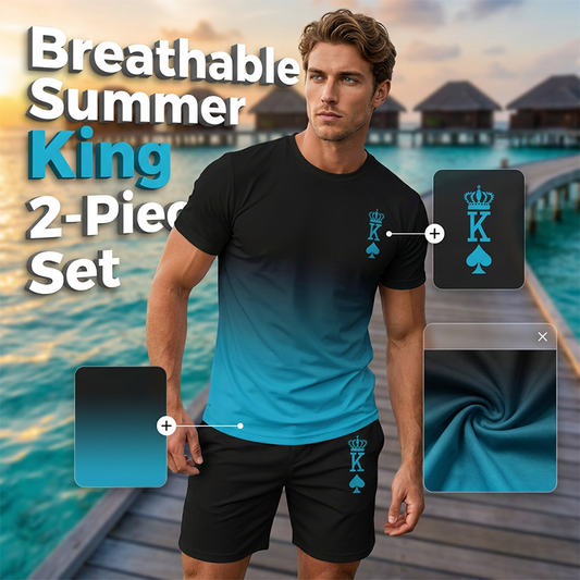 📢📢40% OFF !! ⏰Men's 3D Gradient T-Shirt and Shorts Set Casual Summer 2-Piece Outfit