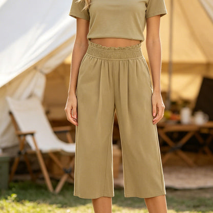 📢📢50% OFF !! ⏰Women's High-Waist Smocked Wide-Leg Pants