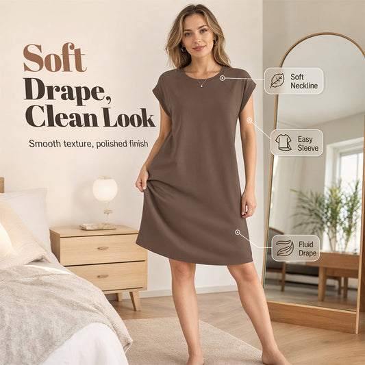 📢📢40% OFF !! ⏰Women's Crew Neck Solid Color Dress