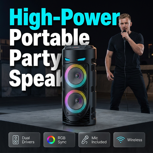 📢📢50% OFF !! ⏰Portable Bluetooth Speaker with Wired Microphones