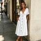 Women's Summer V-Neck Button-Down Dress