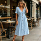 Women's Summer V-Neck Button-Down Dress