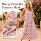📢📢40% OFF !! ⏰Women Sleeveless Polka Dot Maxi Dress with Pockets V Neck Summer Sundress