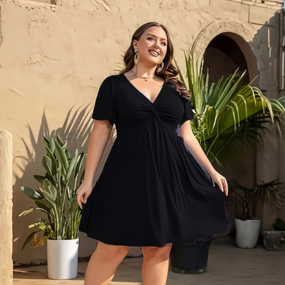📢📢40% OFF !! ⏰Elegant V-Neck Twist Front Dress with Pockets