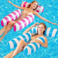 📢📢50% OFF !! ⏰Colorful Striped Inflatable Pool Float with Inflator