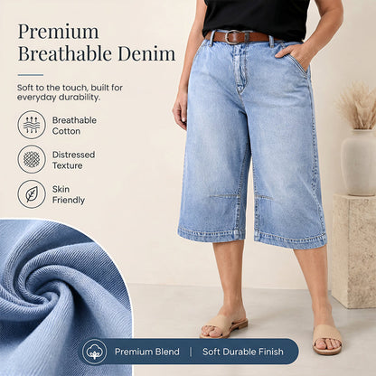 📢📢35% OFF !! ⏰Women's Relaxed-Fit Denim Bermuda Shorts