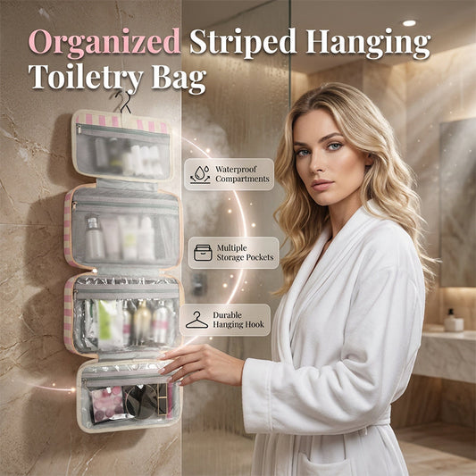 📢📢50% OFF !! ⏰Striped Hanging Travel Toiletry Bag
