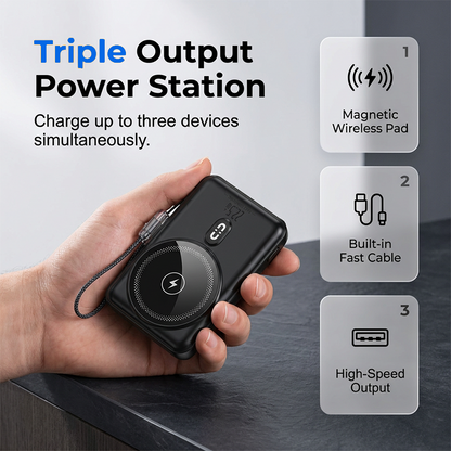 📢📢40% OFF !! ⏰3-in-1 Magnetic Power Bank with Built-In Cable