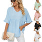 📢📢50% OFF !! ⏰Women's V Neck Short Sleeve Casual Blouses Tops