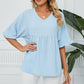 📢📢50% OFF !! ⏰Women's V Neck Short Sleeve Casual Blouses Tops
