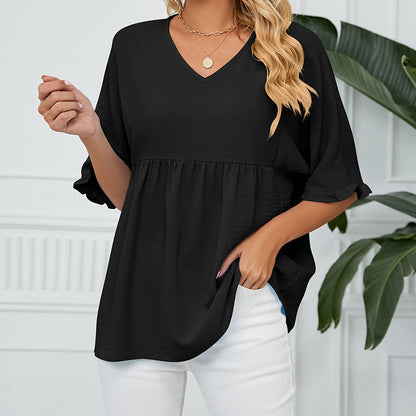 📢📢50% OFF !! ⏰Women's V Neck Short Sleeve Casual Blouses Tops