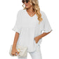 📢📢50% OFF !! ⏰Women's V Neck Short Sleeve Casual Blouses Tops
