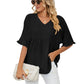 📢📢50% OFF !! ⏰Women's V Neck Short Sleeve Casual Blouses Tops