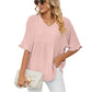 📢📢50% OFF !! ⏰Women's V Neck Short Sleeve Casual Blouses Tops