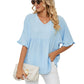 📢📢50% OFF !! ⏰Women's V Neck Short Sleeve Casual Blouses Tops