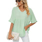 📢📢50% OFF !! ⏰Women's V Neck Short Sleeve Casual Blouses Tops