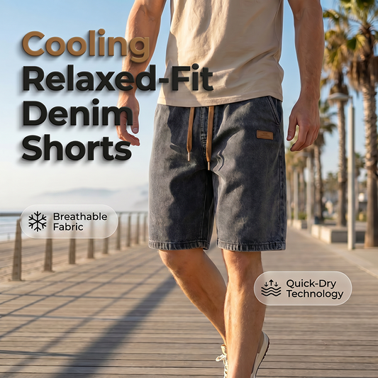 📢📢35% OFF !! ⏰Men's Summer Lightweight Denim Shorts Loose Fit Casual Five-Point Pants