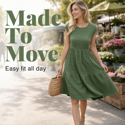 📢📢40% OFF !! ⏰Women's Round Neck Sleeveless Knee-Length Dress