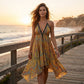 📢📢40% OFF !! ⏰Women's Boho Deep V Halter Maxi Dress