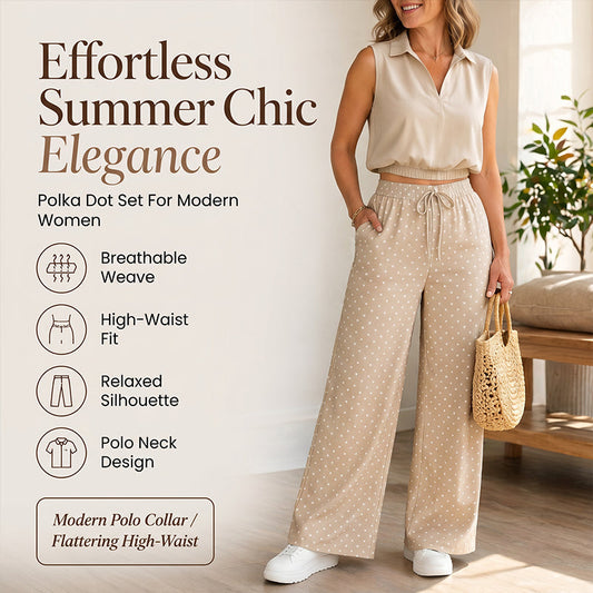 📢📢40% OFF !! ⏰Women's Summer Crop Top and Polka Dot Pants Set