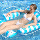 📢📢50% OFF !! ⏰Inflatable Stripe Pool Float Lounge Chair