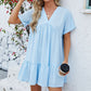 📢📢40% OFF !! ⏰Fashion Loose V-Neck Pleated Short Dress