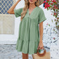 📢📢40% OFF !! ⏰Fashion Loose V-Neck Pleated Short Dress