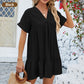 📢📢40% OFF !! ⏰Fashion Loose V-Neck Pleated Short Dress