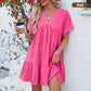 📢📢40% OFF !! ⏰Fashion Loose V-Neck Pleated Short Dress