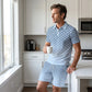 📢📢40% OFF !! ⏰Men's Geometric Print Collared Top & Shorts Set