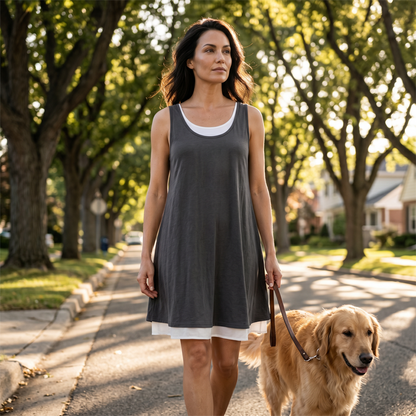 📢📢40% OFF !! ⏰Women's Sleeveless Fake 2-Piece Dress
