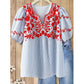📢📢40% OFF !! ⏰Embroidered Breezy Blouse