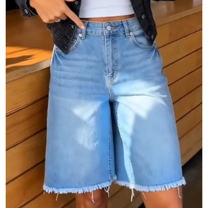 📢📢40% OFF !! ⏰Women’s Casual High Waisted Fringed Denim Shorts