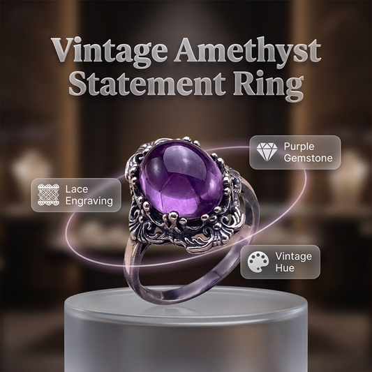 📢📢50% OFF !! ⏰Vintage Lace Amethyst Ring