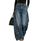 📢📢40% OFF !! ⏰Women's Wide-Leg Jeans with Grommet Detail