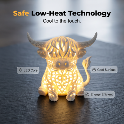 📢📢40% OFF !! ⏰Warm Glow Highland Cow Table Lamp