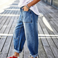 📢📢40% OFF !! ⏰Women's Barrel Leg Jeans with Patch Pockets