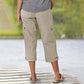 📢📢40% OFF !! ⏰Multi-Pocket Solid Color Casual Cargo Capri Pants