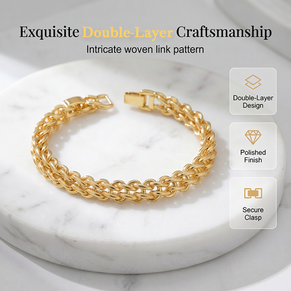 📢📢50% OFF !! ⏰Elegant Gold Double-Layer Link Bracelet