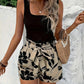 Women's High Waist Printed Tie Front Shorts