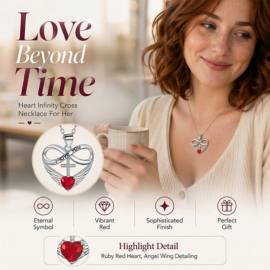 📢📢50% OFF !! ⏰Infinity Heart Cross Necklace with Wing Pendant