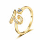 Adjustable Sparkle Initial Ring for Women