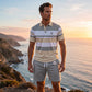 📢📢40% OFF !! ⏰Men's Striped T-Shirt & Shorts  2-Piece Set